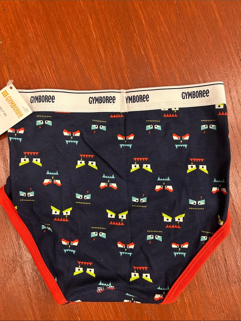 Gymboree Navy Briefs with Red Trim and Glow Monster Faces